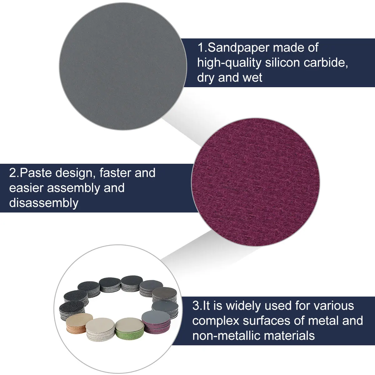 184Pcs 2 Inch Sanding Disc Silicon Carbide Sanding Pads Hook & Loop Disc 60-10000 Grit Sheet Wet Dry