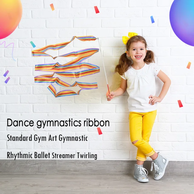 LUTER Ruban Danse, 2m Ruban de Danse Arc en Ciel et Coloré Ruban de  Gymnastique Streamer sur Un Bâton Ruban Danse Artistique pour Enfants  Filles
