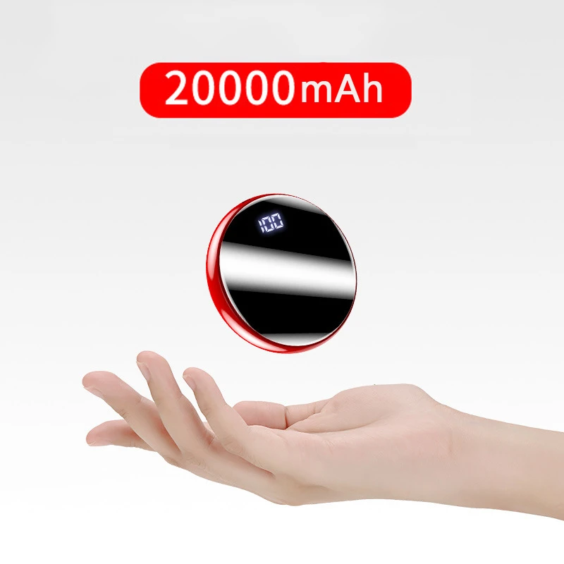Mini Power Bank 20000mAh with Mirror Screen USB C Powerbank for iPhone 16 Samsung Xiaomi Huawei Portable Charger Spare Battery 4