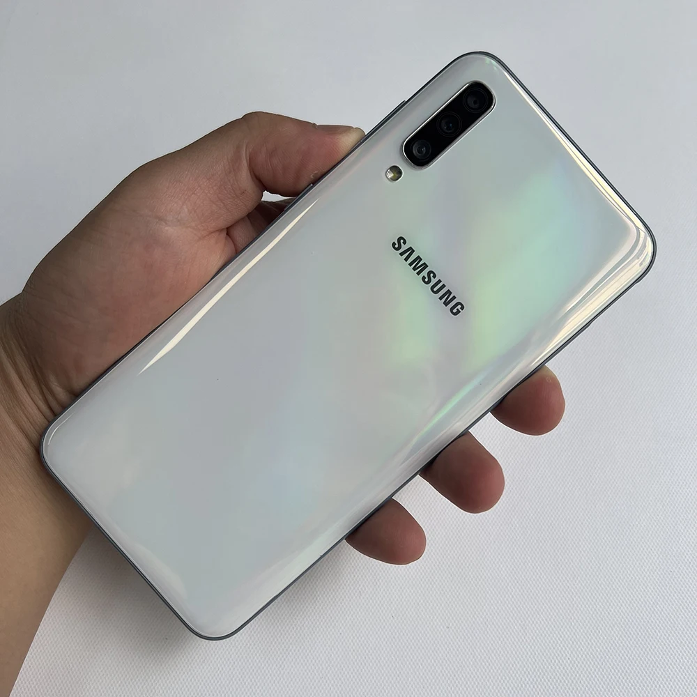 Téléphone mobile Samsung Galaxy A50 A505F A505U 4G d'origine, 4 Go + 64 Go, AMOLED 6,4 pouces, 25 MP + 8 MP + 5 MP, téléphone portable OctaCore, smartphone Android 1