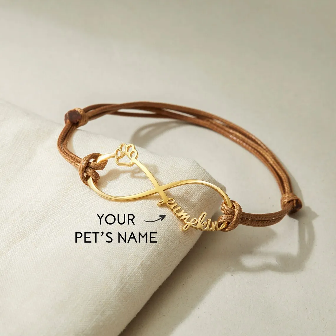 

Custom Name Bracelets for Women Stainless Steel Pet Names Paw Infinity Symbol Adjustable Rope Bangle Commemorative Jewelry Gifts