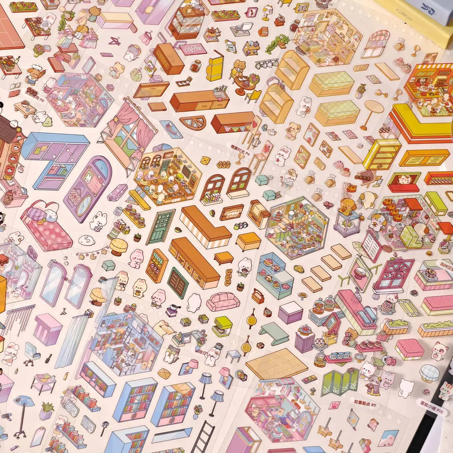 Kawaii 3D Pocket Cabin Scene Sticker Book 4