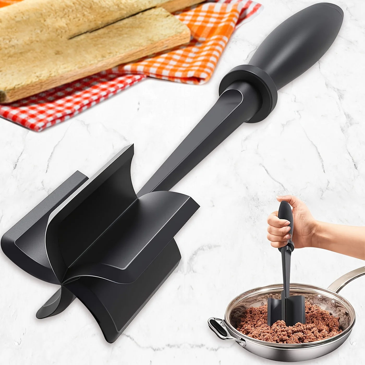 Manual Grinding Meat Shovel Handheld Grinding Meat Shovel Bibimbap Stirring Mixing Spatula Household Kitchen Tool Accessories