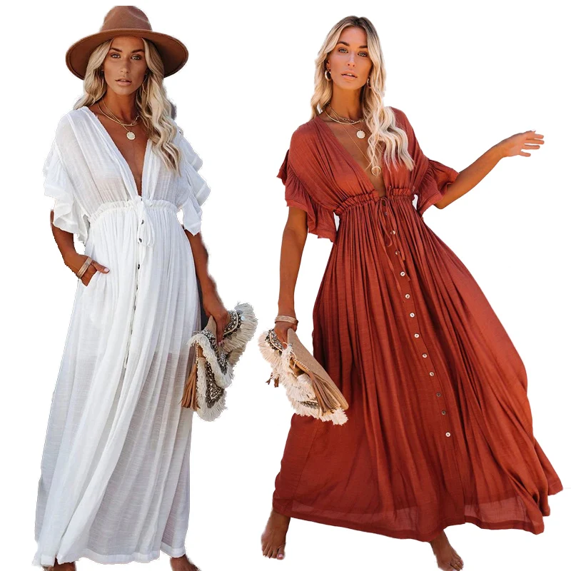 

Bikini Covers Sexy Long White Bikini Cover Ups Casual Summer Beach Dress Plus Size Elegant Women Cover Up Swimwear