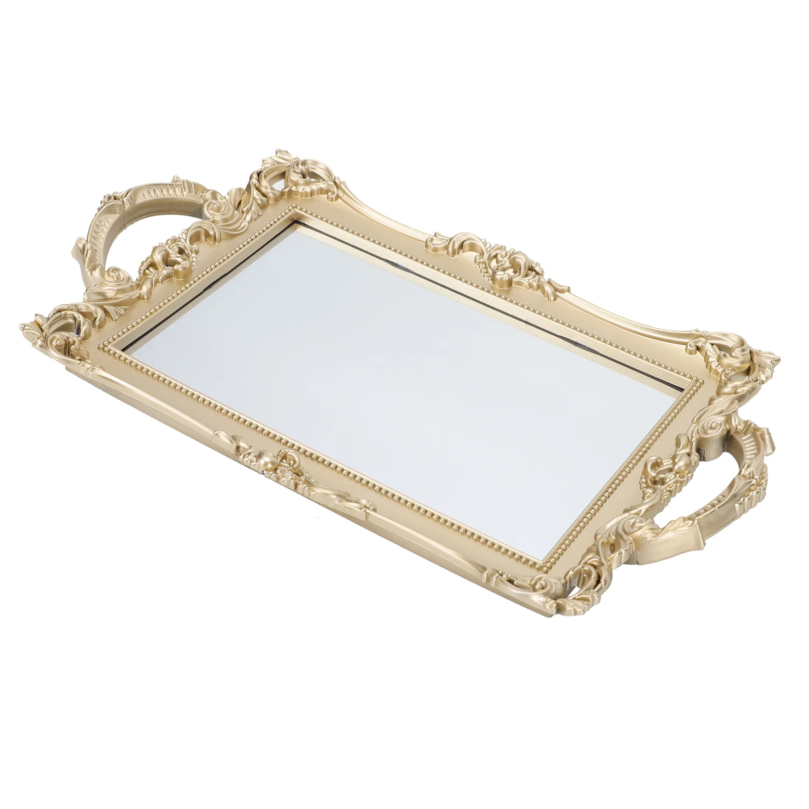 

Mirror Tray Home Storage Plate Earring Holder Perfume Organizer Resin Retro Room Decor