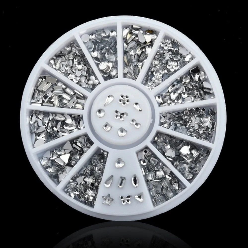 DIY 2mm 3mm Wihte Semicircle Pearl Nail Glitter Nail Rhinestones Wheel Nail Art Decorations Makeup Tools 4