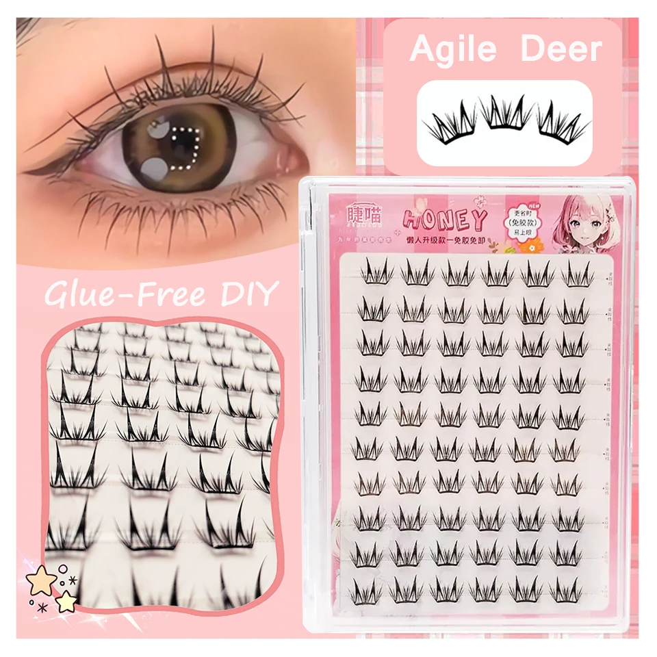 Glue-free DIY Segmented Self-adhesive False Eyelashes Reusable No-removal Enlarge Eyes Daily Use No Glue Needed DIY Cluster Lash