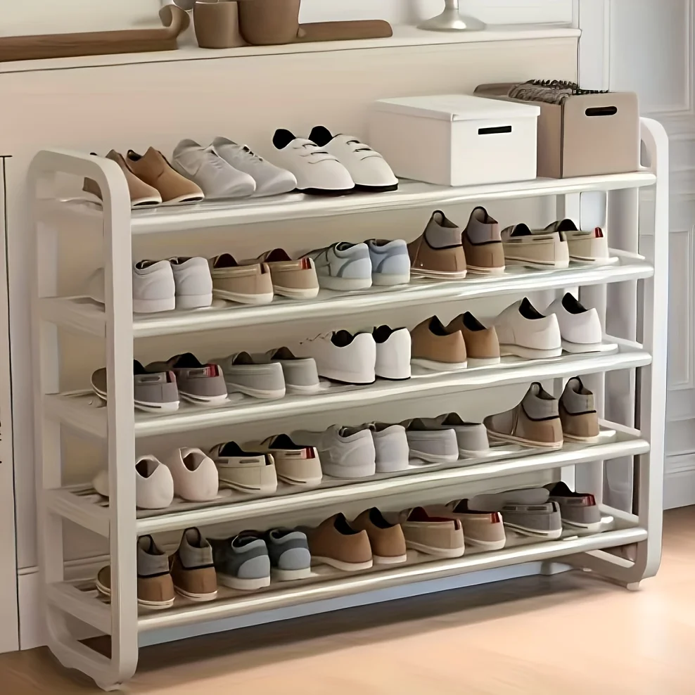 Space-Saving 5-Tier Metal Shoe Rack Holds Up To 18 Pairs of Shoes, Durable Slim Design, Multi-Layer Ironwork No Wood Required