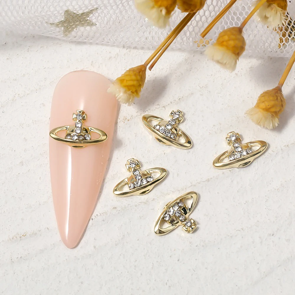 10pcs Punk Planet Nail Art Charm 3D Gold/Silver Glitter Planet Nail Decoration DIY Luxury Planetry Design Nail Accessories 6