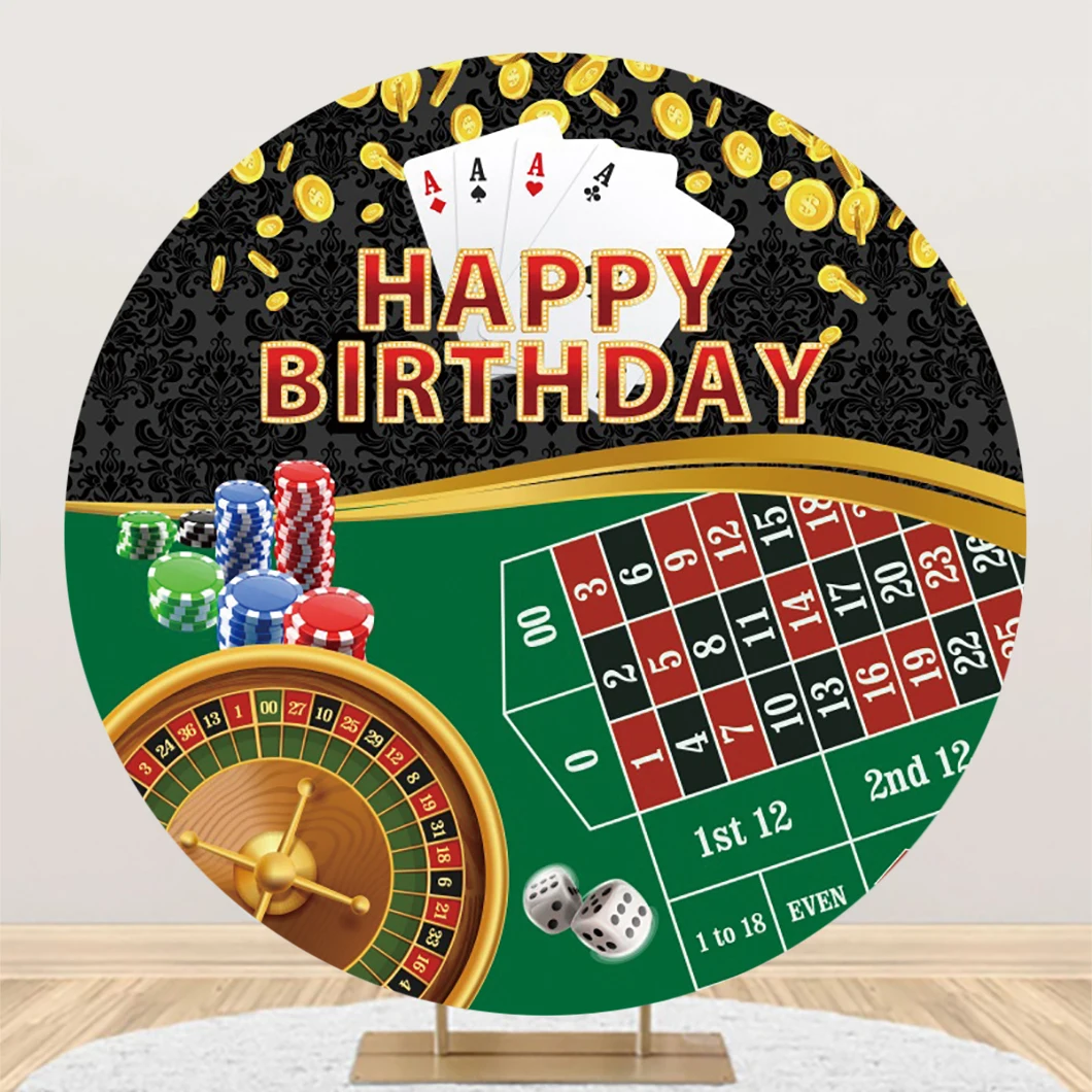 Runder Casino-Fotohintergrund – Las Vegas Glitzer, 2,2x2,2 M, Für Poker-Partys, Fotoshootings & Events