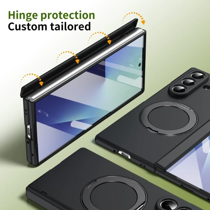 Hinge Protection MagSafe Magnetic Case with 360° Rotating Stand and Full Coverage