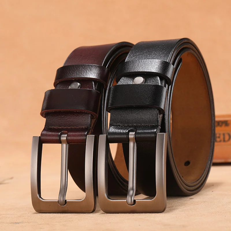 

Men's belt leather belt men male genuine leather strap brown cow leather belt for men pin buckle vintage jeans masculinos