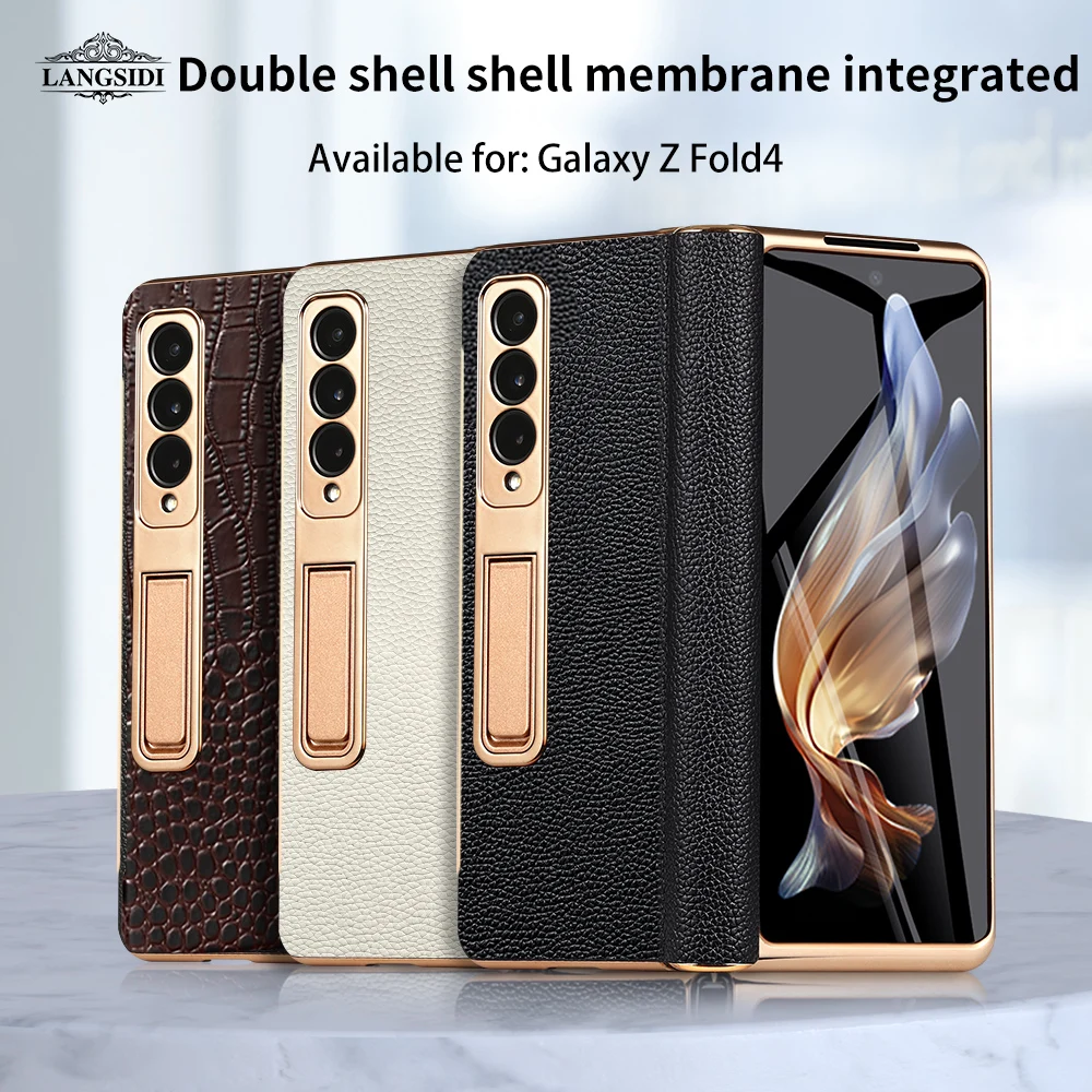 LANGSIDI For Samsung Galaxy Z Fold 5 4 3 Case Leather Shockproof Full Coverage Spring Hinge Protection Ultra-Thin fundas