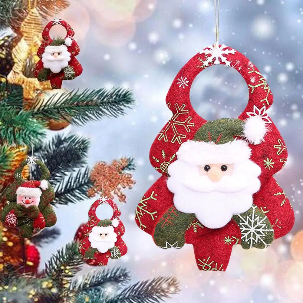 

3D Santa Claus Christmas Tree Pendant Warm Cute Cartoon Fabric Safe High-quality Ornaments Xmas Non-woven Decorations Durab S9S7