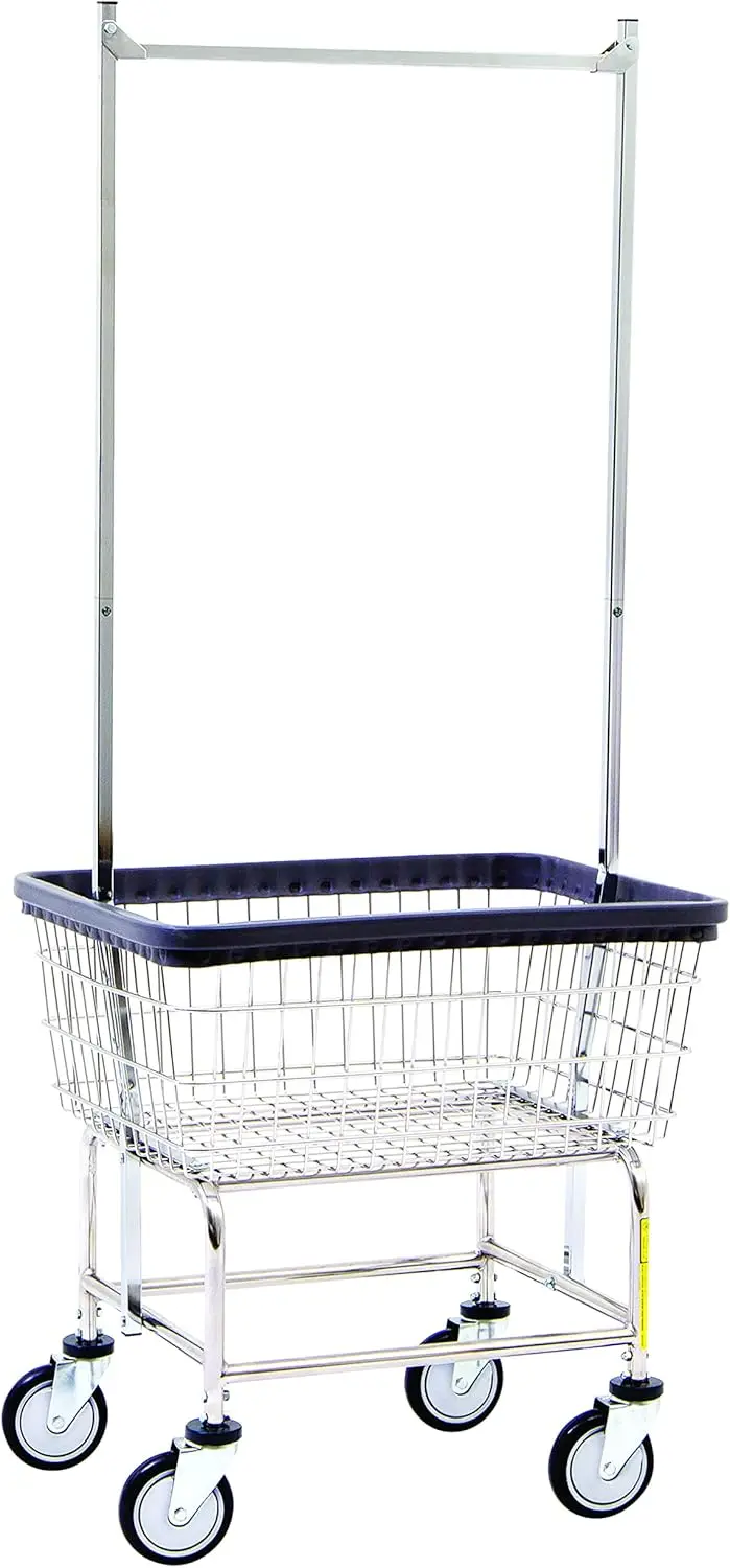 R&B Wire&reg; 100E Heavy Duty Wire Laundry Cart 2.5 Bushel Steel Frame with Chrome Finish Commercial Laundry Basket
