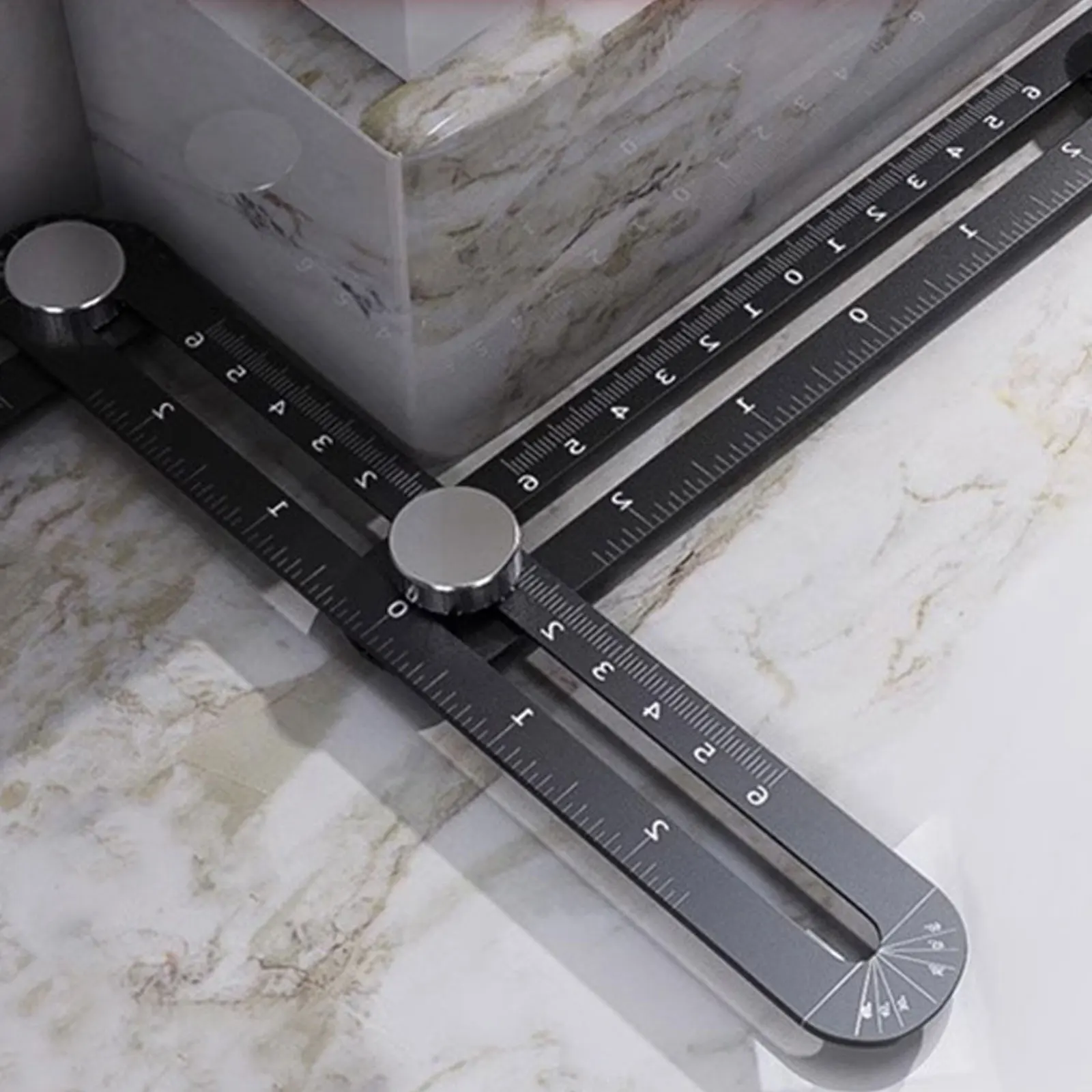 

6 Fold Construction Angle Measuring Ruler Aluminum Alloy Perforated Mold Template Tool Locator Drill Guide Tile Hole