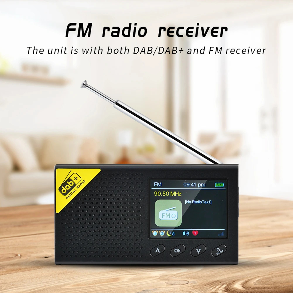 Digital Radio Bluetooth 5.0 Portable Stereo Receiver DAB FM Broadcast Player 2.4 Inch LCD Display Wireless Audio Player for Home