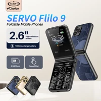 Low Price Sale SERVO Flilo9 3G Flip Mobile Phone 2 SIM Card Speed Dial Blacklist Call Record FM Radio 2.6inch Fold Cellphone MP4