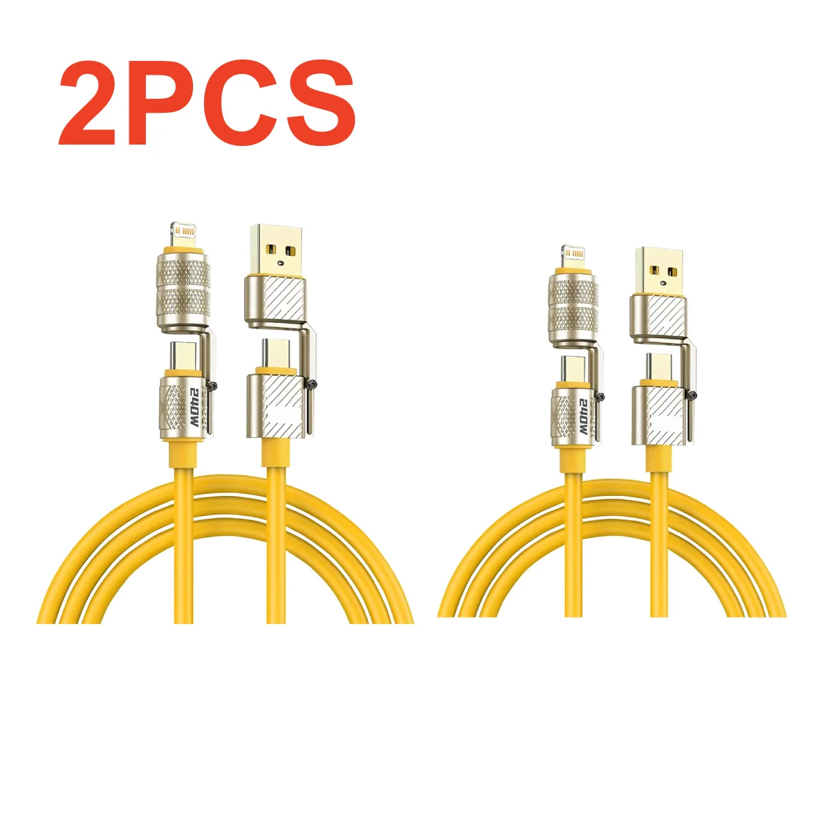 Premium 4-in-1 Fast Charging Zinc Alloy Data Cable, Type-C to Type-C (240W) - Available in 1 or 3 Pack Options