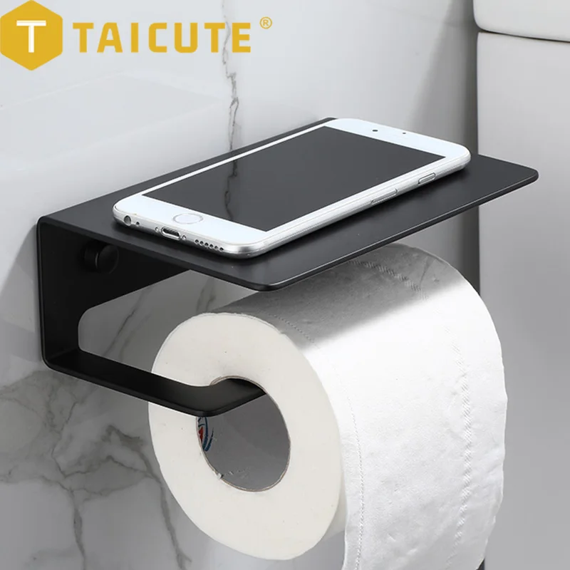 Self Adhesive Toilet Paper Roll Holder Phone Shelf WC Tissue Storage Organizer Bathroom Accessories Black paper towel holder toilet paper holder toilet paper rack toilet roll holder paper towel rack