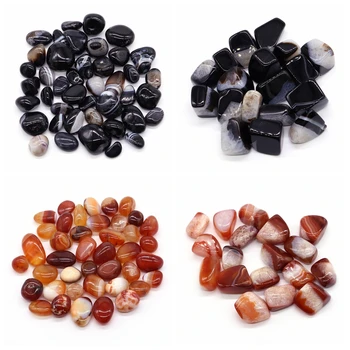 Natural Carnelian Evil Eye Red Black Agate Gravel Specimen Square Polished Healing Stone Reiki for Aquarium Fish Tank Home Decor 1