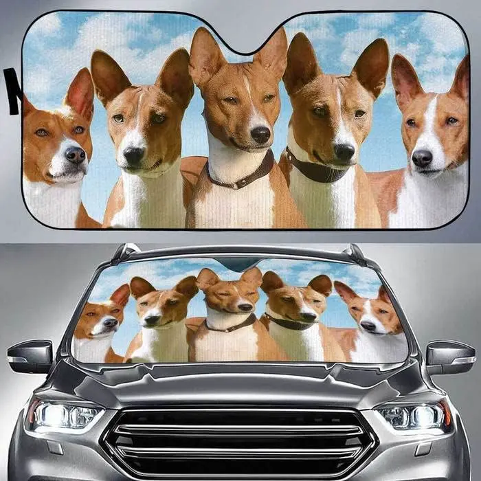 

Funny basenji dog blue sky pattern car visor windshield visor for uv sunscreen car window visor