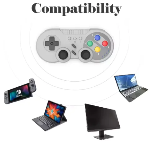 Ergonomic Gray Gaming Controller with Turbo & Motion Vibration Compatible for Switch OLED PC SNES - Motion Controlled Video Game - 5