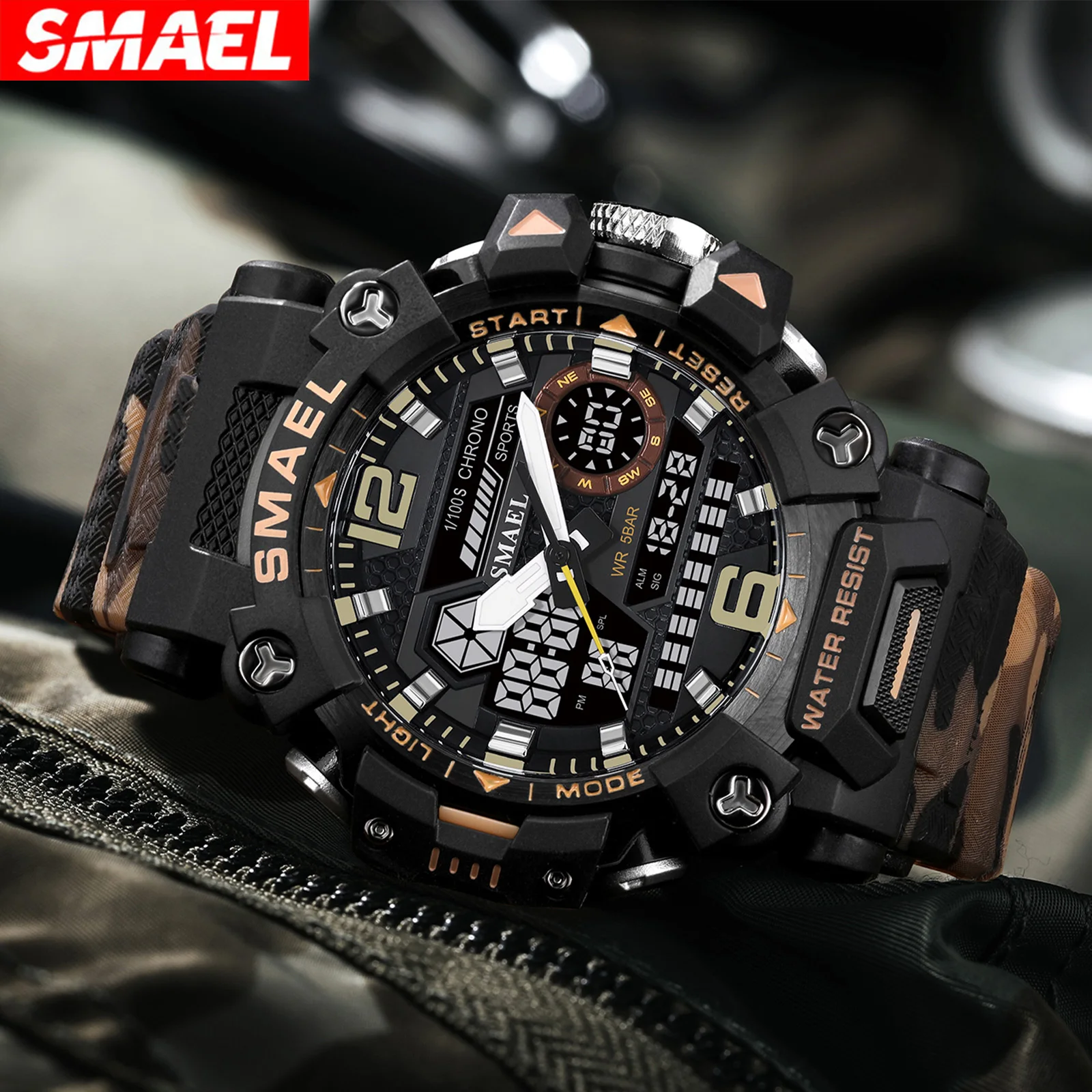 Orologio Sportivo Digitale Uomo Militare - Impermeabile 50M Con Cronometro, Sveglia, Retroilluminazione LED - Cassa Resistente In ABS E Cinturino PU