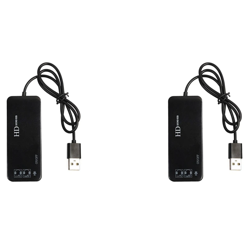 

2 шт., внешняя звуковая карта с 3 портами USB 2,0