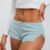 Women Side Split Shorts Pajama Shorts Y2K Soft Comfy Ruched Elastic Waist Lounge Pants Stretch Sleep Pj Bottoms Sleepwear 1