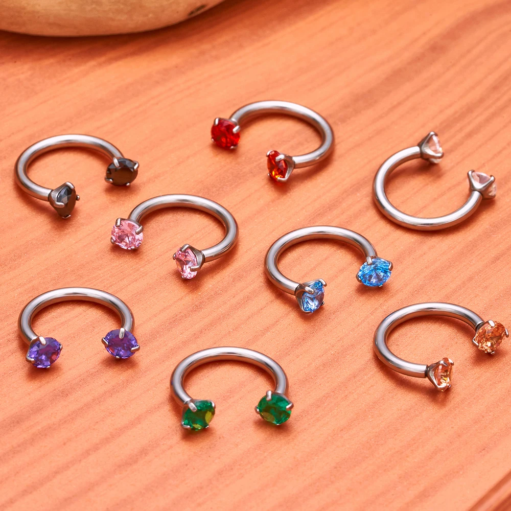 G23 Titanium ASTM-F136 Piercings Nose Ring C rod Body Jewelry Internal Thread Cartilage Helix Earrings