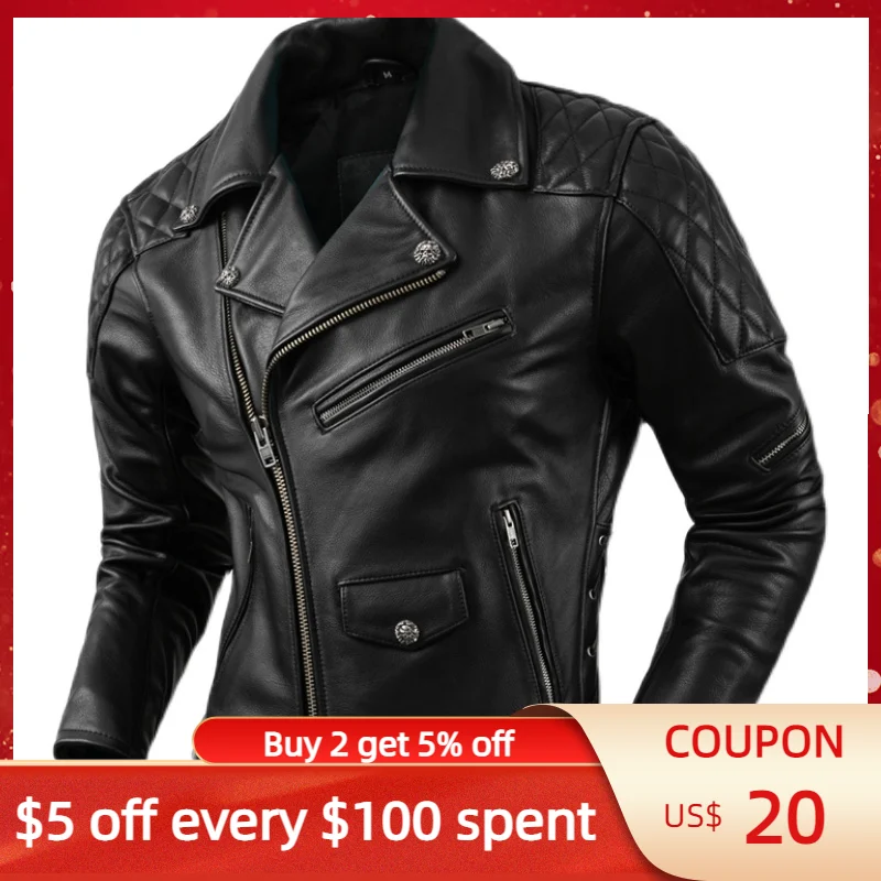 

2022 Black Genuine Leather Jacket Men Motorcycle Style Large Size 4XL Real Natural Cowhide Autumn Slim Fit Short Biker Coat