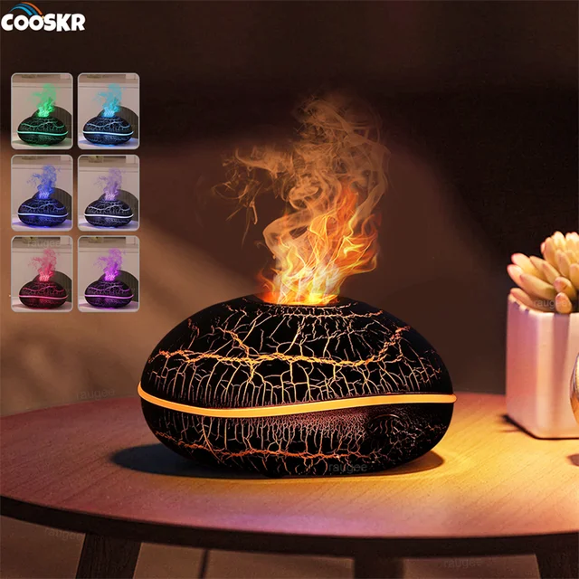 Hogar Aroma Humidifier Flame Essential Oil Diffuser Ultrasonic Aromatherapy Air Humidifier Home Mini Fragrance Diffuser with LED 2