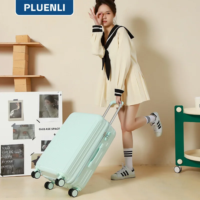 PLUENLI Women's Luggage New Small Mute Universal Wheel Password Box Men's Durable Solid Luggage Trolley Case