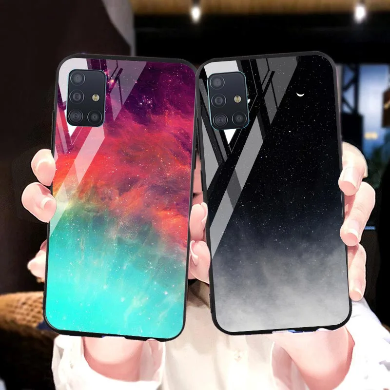 Tempered Glass Case untuk Samsung Galaxy A51 A71 A50 A70 A40 A30