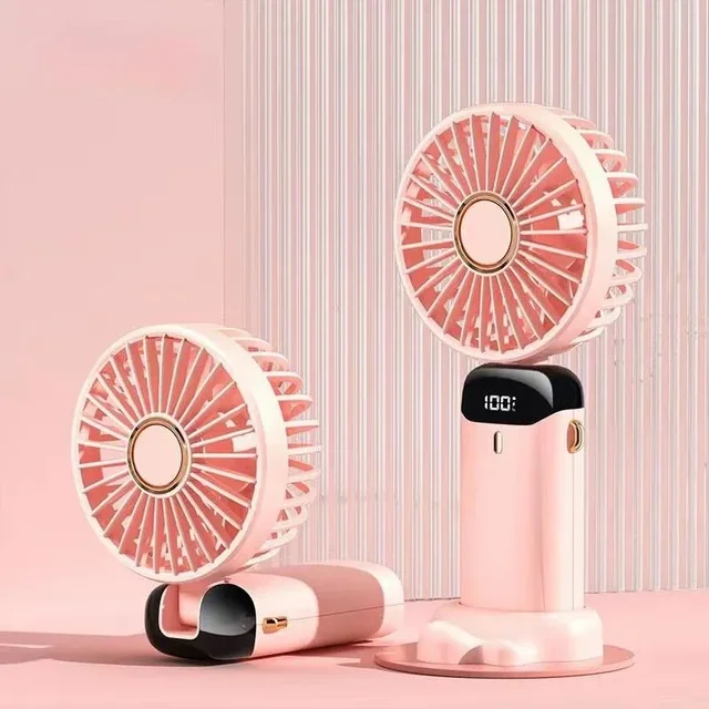 Portable Handheld Personal Rechargeable Fan LED Digital Display 90°Adjustable  Rechargeable Fan , 5 Speed Wind Mini Aromatherapy 11