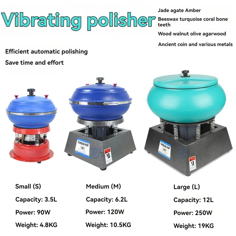 8/1217 Inch Vibrating Polishing Machine to Clean Surface Stains Tumbling Grinder Machine for Diy Jewelry Remove Impurities Tool