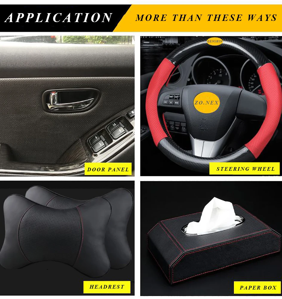 Perforated Vinyl Faux Leather Sheets Upholstery Vinyls Faux Leather Fabric Stretchy DIY Crafts Steering Wheel Headrest