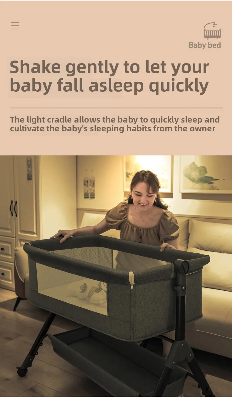 2 in 1 baby cradle swing bed for 0-3 years baby rocking crib with mosquito net Portable rocking bed for bedside co-sleeping
