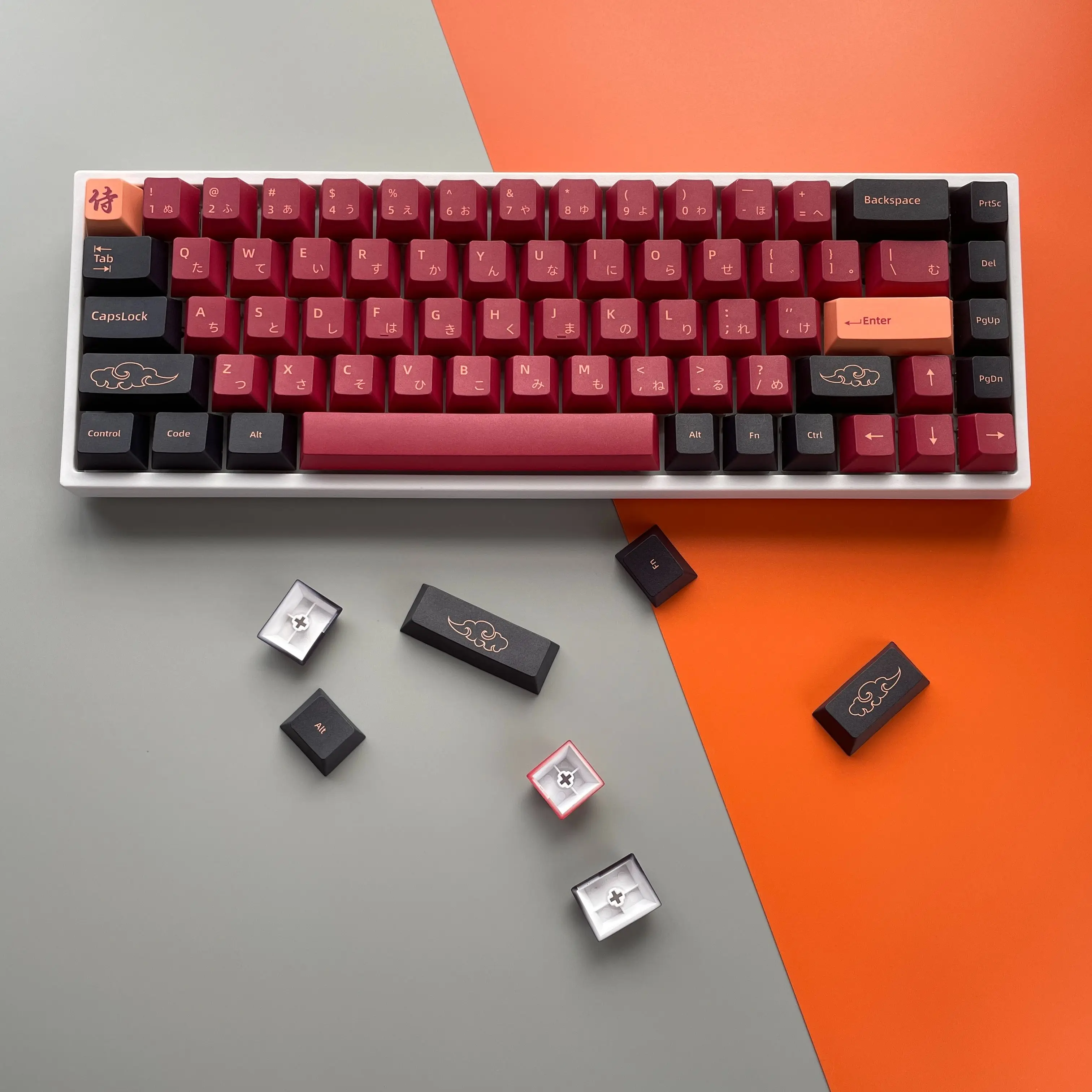 Keycaps Samurai Personalizado Adequado para Abridor de Switch Gmk Teclado Mecânico Corante-sub Vermelho 139 151 Chaves - Imagem 4