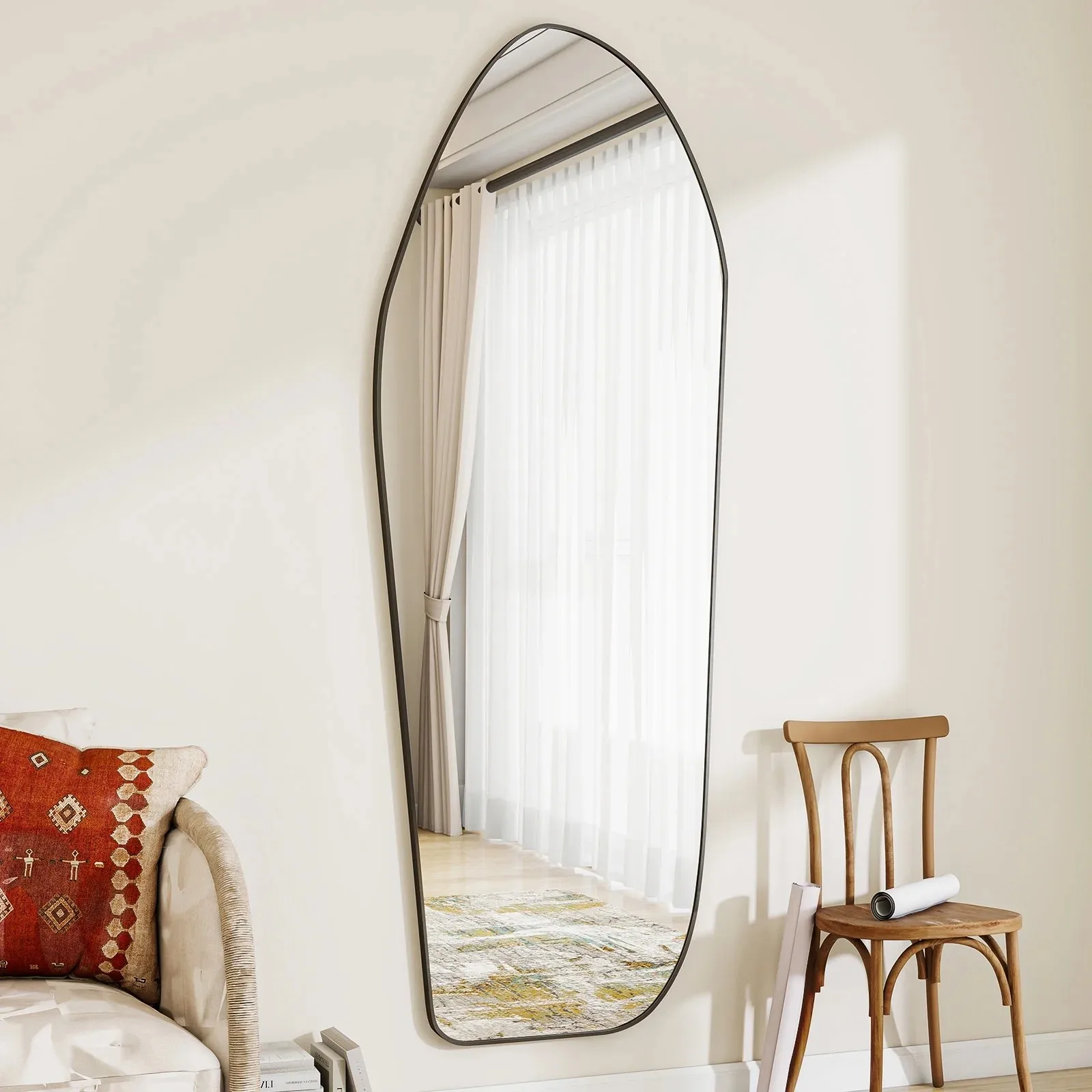 BEAUTYPEAK 67"x24" Irregular Full-Length Floor Mirror with Aluminum Frame — detail 2
