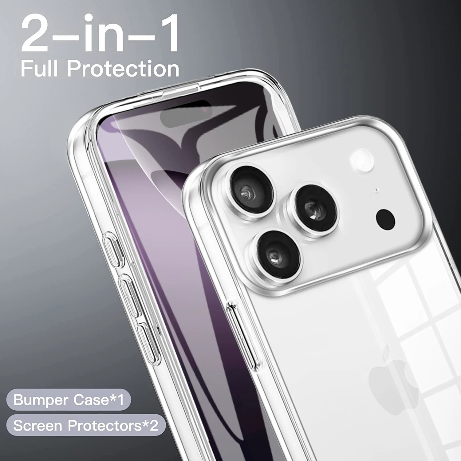 360° Full Body Double-Sided Clear Protective Case with Shockproof Bumper