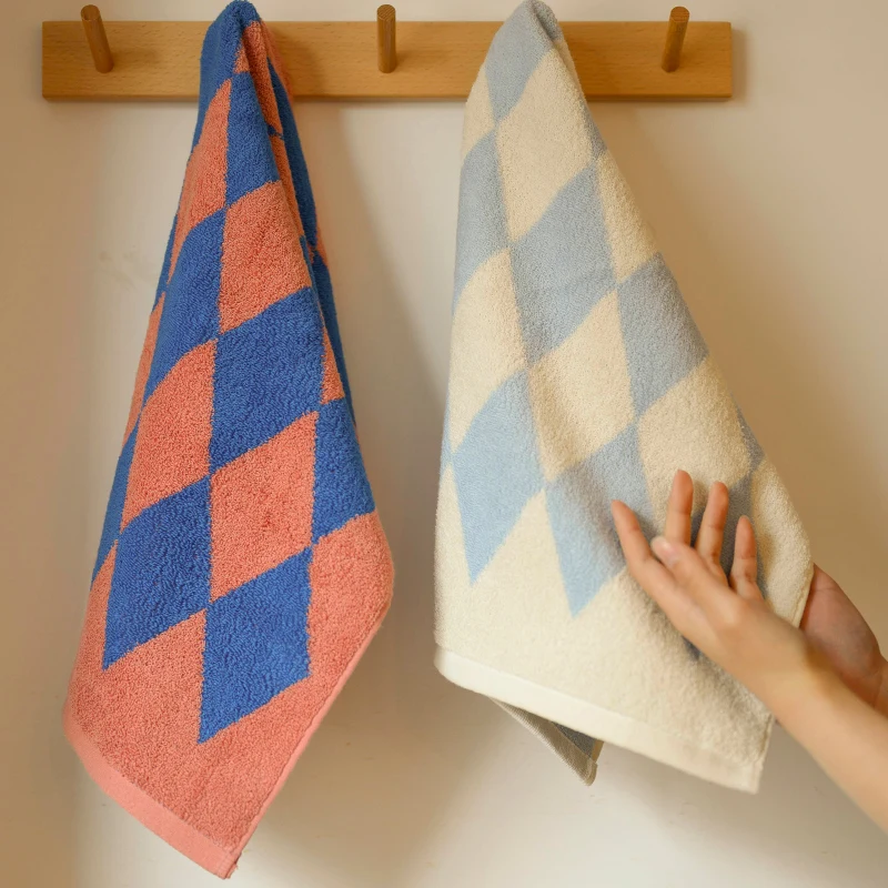 1pc Checkered Pattern Bath Towel Or 1pc Face Towel, Absorbent Towel For  Bathroom