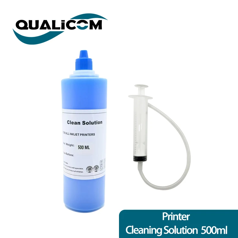 Qualicom 500ml Universal Printer Cleaning Solute Compatible for Epson Brother HP Iconic Brand Printers and HP Inkjet Printe Head
