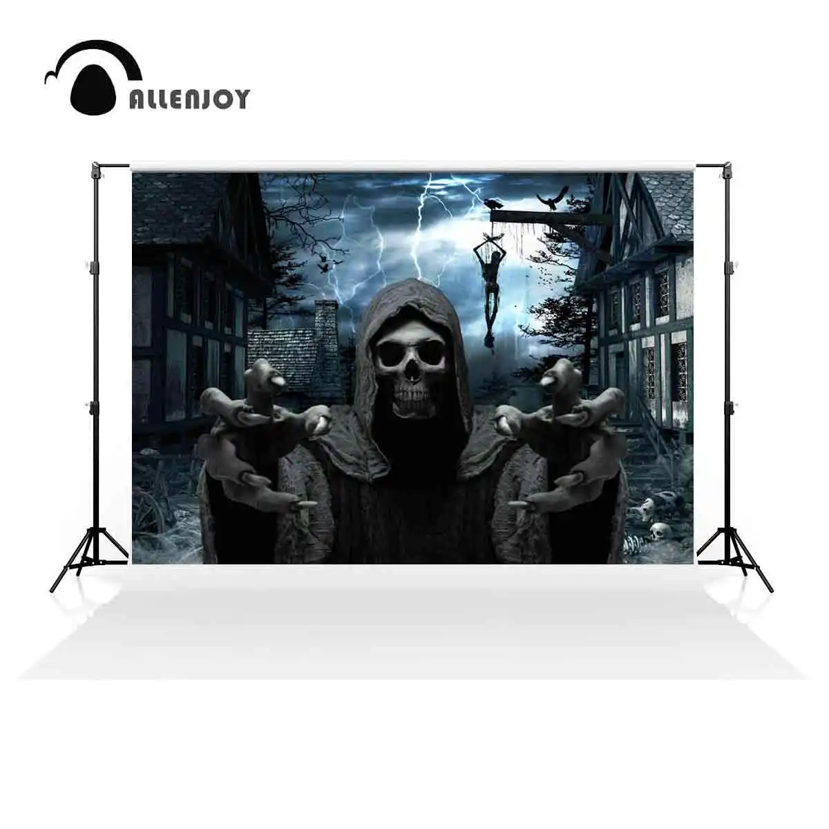 

Allenjoy Happy Halloween Skull Ghost Backdrop