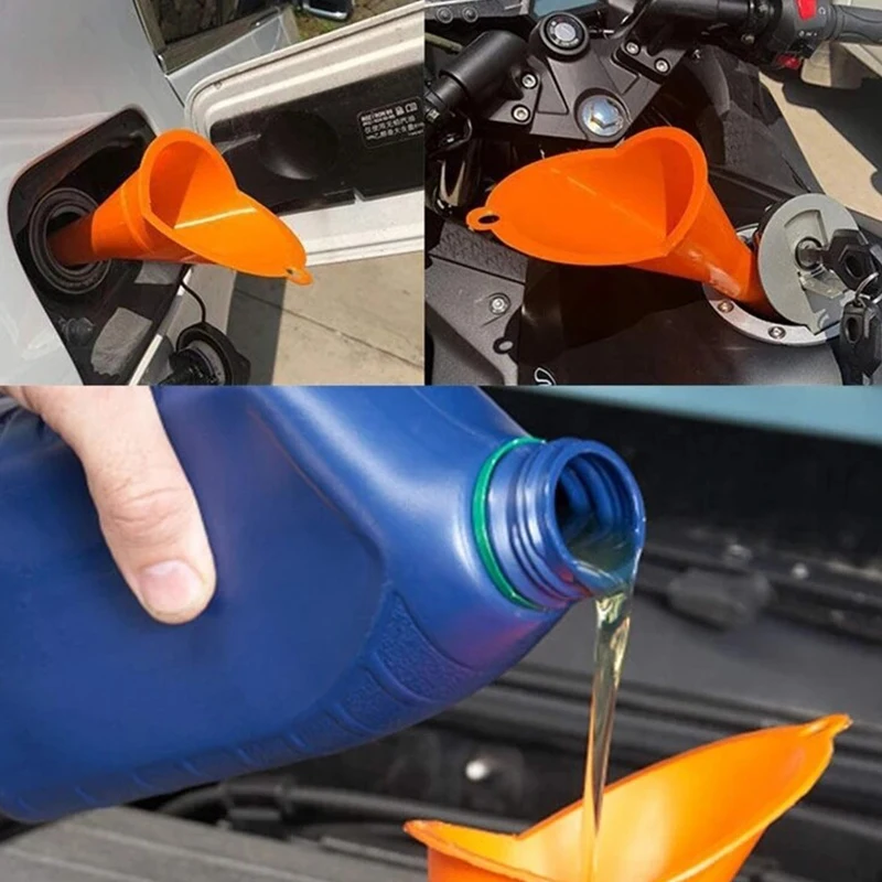 4pcs Car Oil Filling Equipment Universal Multi-color Anti-splash Plastic Long Stem Funnel Auto Motorcycle Refueling Accessories car funnels,oil filling tool