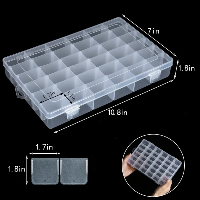 36 Grids Plastic Organizer Box Storage Container Jewelry Box with Adjustable Dividers for Beads Art DIY Crafts Fishing Tackles
