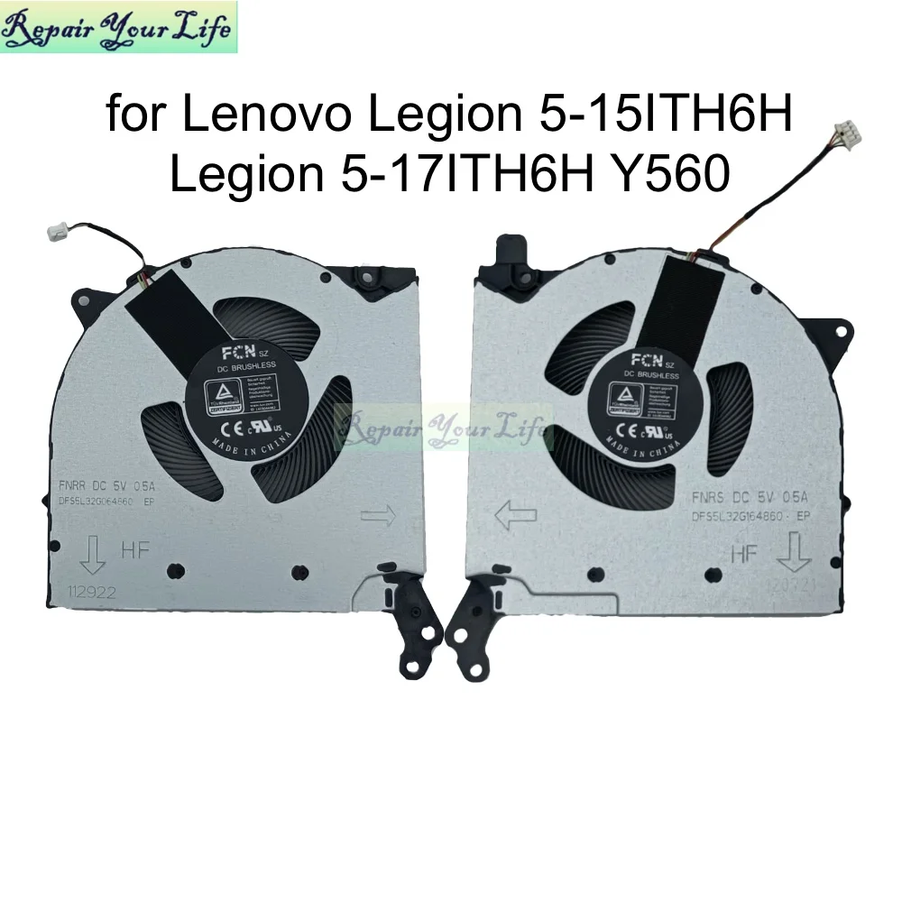 CPU GPU Cooling Fan for Lenovo Legion 5-15ITH6H 5-17ITH6H 82JH 82MH 82JM Y560 Gaming Laptop Cooler Fans 5H40S20332 FNRS FNRR