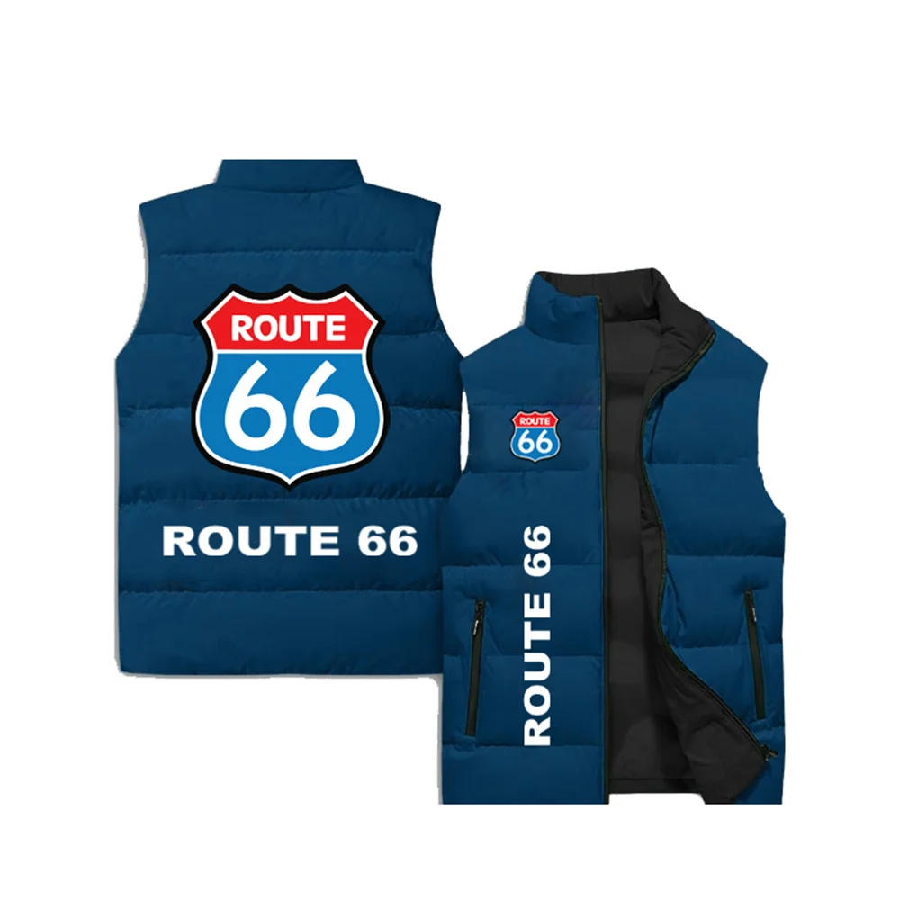 thumbnail image 5 of Chaqueta sin mangas con estampado 3D ROUTE 66 para hombre, chaqueta con cremallera y cuello alto para otoño/invierno, camiseta sin mangas versátil para la calle, 5 of 5