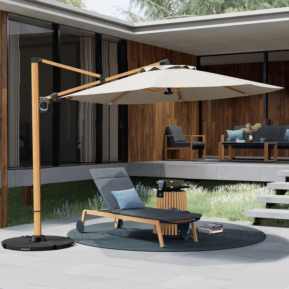 10FT Patio Umbrella, Aluminum Cantilever Umbrella with Round Canopy, Outdoor Offset Umbrella for Patio, Garden, Deck 3